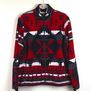 L-RL Lauren Active Southwestern Style Full Zip Fleece Jacket